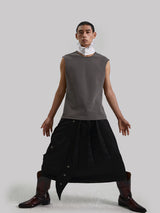 Unisex Long Asymmetrical Pleated Acetate Dress