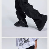 Double Pleated Zip Straight Loose Pants