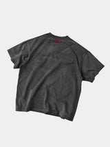 Loose Washed Dark Gray Printed Tee