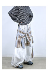 Detachable Distressed Ripped Striped Patchwork Sweatpants