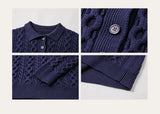 Men's Milk Cotton Cable Polo Sweater