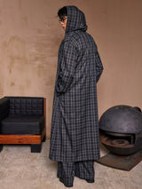 Lightweight Plaid Hooded Robe Set
