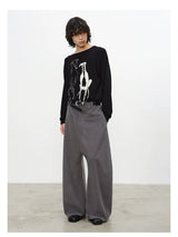 Drop Shoulder Dog Jacquard Cotton Sweater
