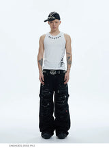 Washed Distressed Baggy Carpenter Jeans