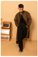 Men's Casual Brown Faux Fur Coat