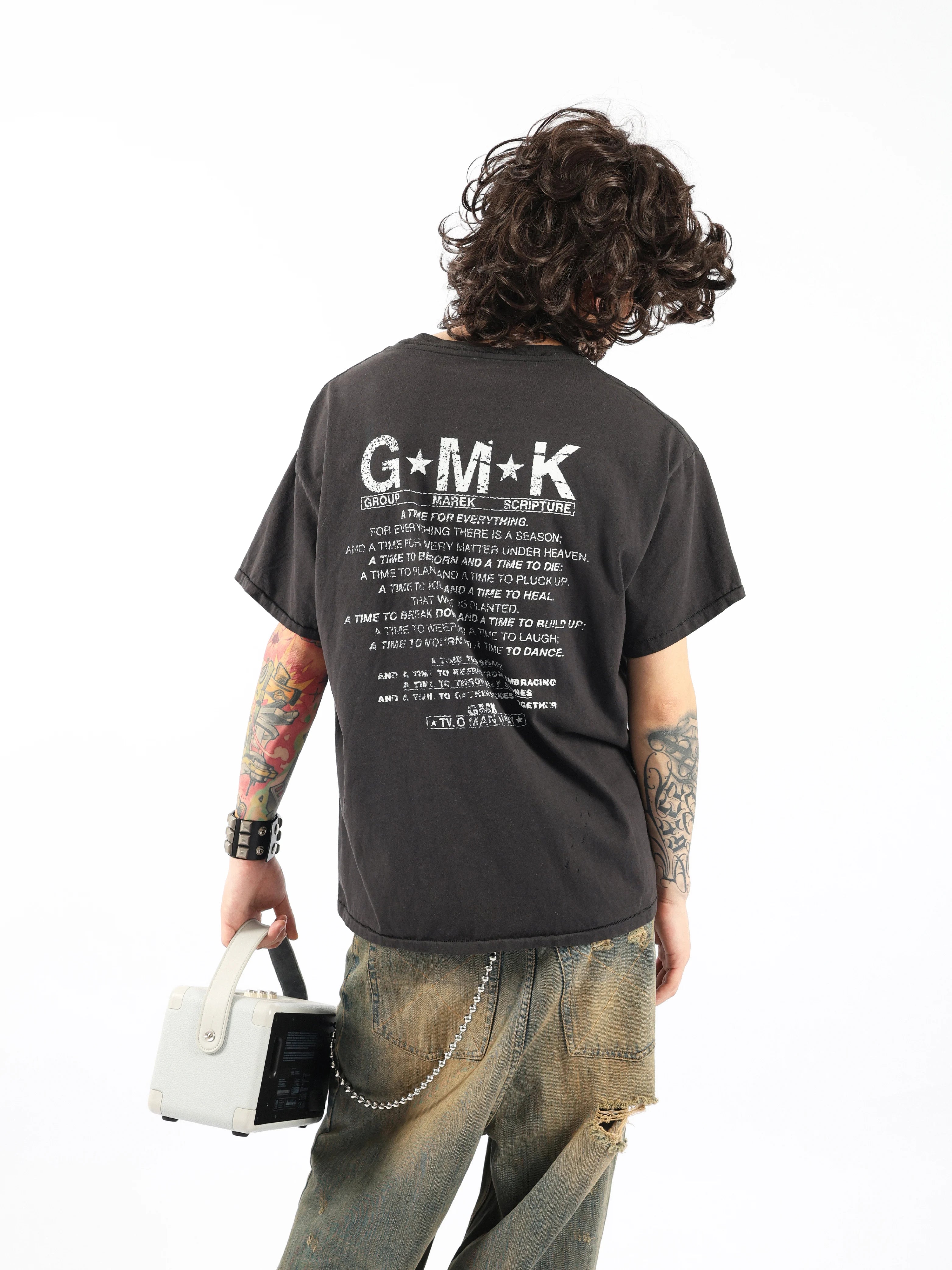 Washed Distressed Vintage Wide Neck Tees