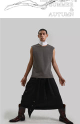Unisex Long Asymmetrical Pleated Acetate Dress