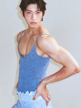 Mixed Blue Deep V Knit Camisole