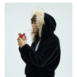 Detachable Fur Collar Fleece Hooded Coat