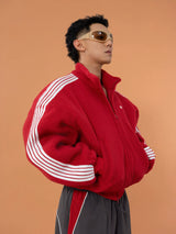 Men's Red Green Faux Shearling Jacket