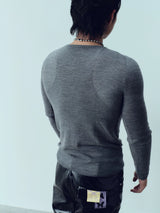 Lightweight Wool Slim Triangle Neck Sweater