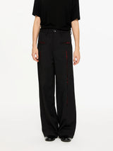 Oil-Lined Color Block Straight Equestrian Pants