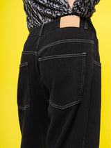 Men's Loose Black White Cargo Jeans