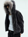 Detachable Fur Collar Fleece Hooded Coat