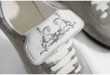 Gray Horsehair Platform Sneakers