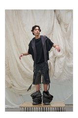 Detachable Hood Short-Sleeve Ring Cut Tees