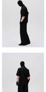 Asymmetric Slant Collar Short Sleeve Shirt