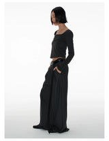 Women's Herringbone Pleated Wide Leg Pants