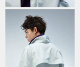 Couple's Loose Color-block Three-layer Collar Coat