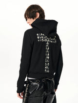 Men's Black Skull Cross Zip Hoodie