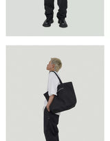 Embroidered Metal Logo Nylon Tote Bag