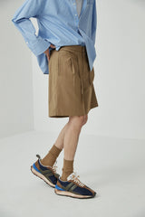 Draped Drawstring Elastic Waist Pleated Shorts