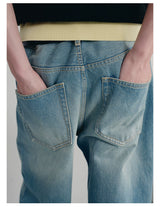 13.5oz Vintage Washed Straight Denim Jeans