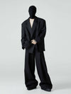 Men's Cropped Black Padded Drapey Blazer
