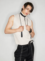 Stretchy Sleeveless Vintage Punk Print Top