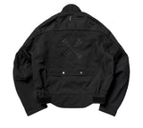 Loose Dark Curved Nylon Biker Jacket