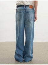 Rigid Washed Blue Straight Relaxed Jeans