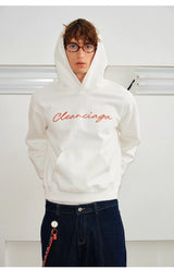 Couple’s Embroidered Script Boxy Hoodie