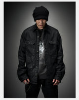 Dark Waxed Oversized Denim Shirt Jacket