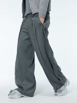 Unisex Grey Frayed Straight Leg Pants