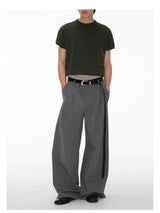 Plaid Pleated Wide Leg Pants