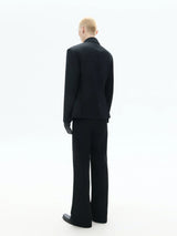 Loose Black Double-breasted Tailored Blazer