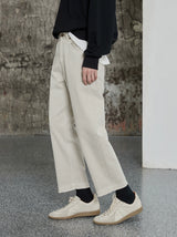Vintage Washed Distressed Straight Cropped Jeans