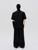Asymmetric Slant Collar Short Sleeve Shirt