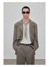 Casual Notched Lapel Wool Blend Blazer