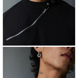 Short Sleeve Mock Neck Zip Tee