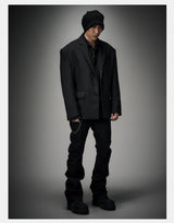 Structured Wool Blazer with Slits