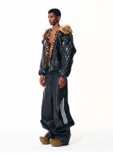 Men's Reversible Quilted Leopard Leather Jacket