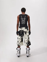 Cropped Cow Print Faux Fur Shorts