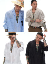 100% French Linen V-Neck Shirts
