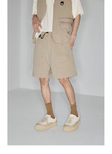 Plaid Multi-Pocket Elastic Waist Shorts