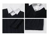 Men's Mock Shirt Collar Cable Sweater