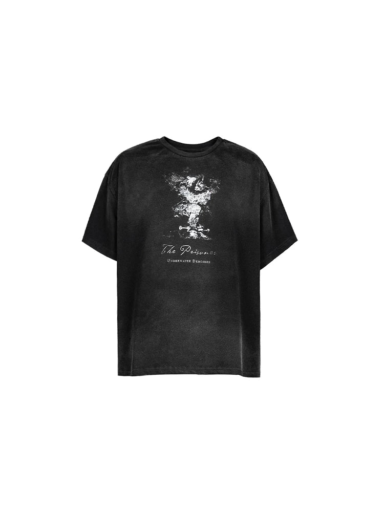 Prisoner Print Distressed Loose Tee