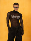 Y2K Cutout Sheer Mesh Turtleneck Tee
