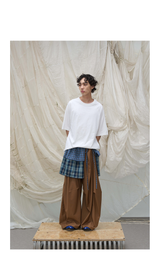 Loose Draped Pleated Curved Trousers