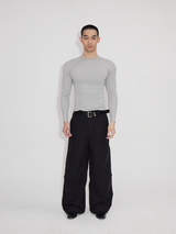 Black Gray Lightweight Washed Parachute Pants